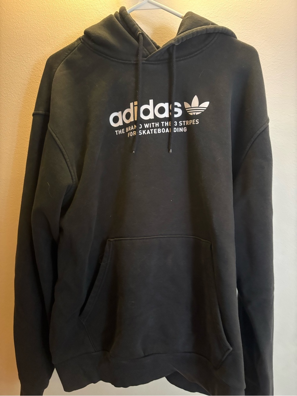 adidas Black Hoodie with White Trefoil Logo - Men's